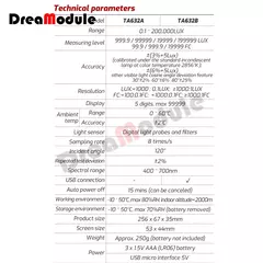 Medidor de Luz Digital Fotografia Luxmeter Sonda Destacável Iluminômetro Lux/Fc Fotômetro Environmental Tester
