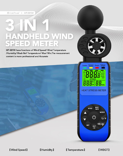 IBUTG 3 em 1 anemômetro portátil HP-881W do medidor de velocidade do vento - comprar online