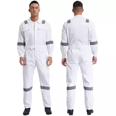 Imagem do Macacão de Trabalho Leve Masculino Contra Poeira com Tiras Reflexivas
