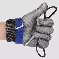 Luva de malha de aço inoxidável da correia plástica corte resistente do corte - comprar online