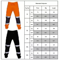Calças de jogging reflexivas listradas masculinas, calças de uniforme de trabalho