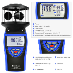 Medidor de vento portátil com retroiluminação LCD, Anemômetro Digital - loja online