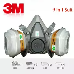 Meia Máscara Facial de Gás 3M 6200 com Filtros – Proteção Avançada Contra Gases e Partículas