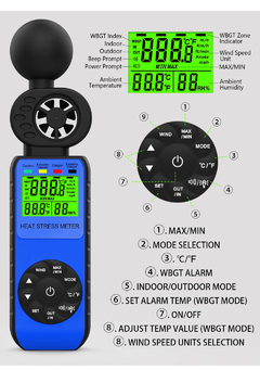IBUTG 3 em 1 anemômetro portátil HP-881W do medidor de velocidade do vento na internet