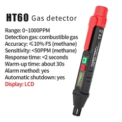 Detector de Vazamento de Gás HT609 com Alarme Sonoro e Tela LCD - comprar online
