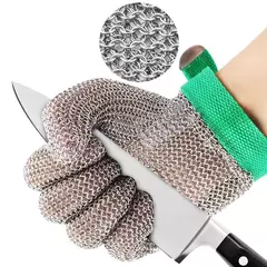 Luva de malha de aço inoxidável da correia plástica corte resistente do corte - MDSecurPro