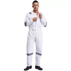 Macacão de Trabalho Leve Masculino Contra Poeira com Tiras Reflexivas - MDSecurPro
