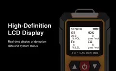 Medidor do detector de gás 4 em 1, oxigênio, O2, monóxido de carbono, CO, H2S - MDSecurPro