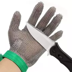 Luva de malha de aço inoxidável da correia plástica corte resistente do corte - comprar online