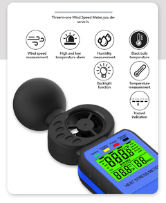 IBUTG 3 em 1 anemômetro portátil HP-881W do medidor de velocidade do vento na internet