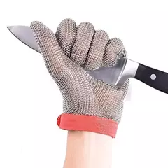 Luva de malha de aço inoxidável da correia plástica corte resistente do corte