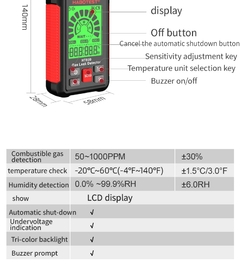 Detector de Vazamento de Gás HT609 com Alarme Sonoro e Tela LCD na internet