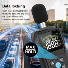 Medidor de nível sonoro digital, Detector de decibéis com integração com APP Bluetooth - loja online