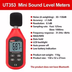UNI-T UT383/UT383BT Medidor de Luz, UT363/UT363BT Anemômetro, UT353/UT353BT Medidor de Ruído, UT333/UT333BT Termo-higrômetro Digital com Bluetooth - MDSecurPro