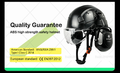 Capacete De Segurança Com Óculos De Proteção e Auriculares