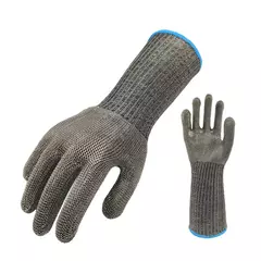 Luvas longas do fio de aço inoxidável, produto comestível, anti corte, carne