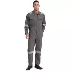 Macacão de Trabalho Leve Masculino Contra Poeira com Tiras Reflexivas