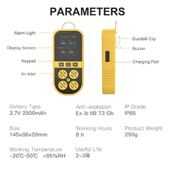 Multidetector de gás portátil, 4 em 1, H2S, O2, CO, inflamável na internet