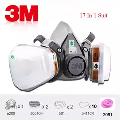 Meia Máscara Facial de Gás 3M 6200 com Filtros – Proteção Avançada Contra Gases e Partículas