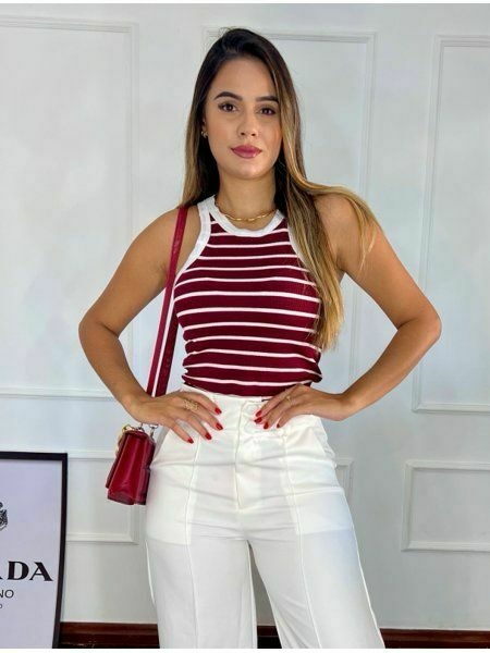 Regata ribana vinho com listra brancas 