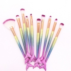 Kit 10 pçs de pincéis de maquiagem sereia conjunto profissional - advanced store
