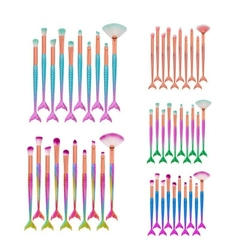 Kit 10 pçs de pincéis de maquiagem sereia conjunto profissional