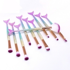 Kit 10 pçs de pincéis de maquiagem sereia conjunto profissional