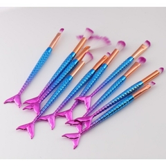 Kit 10 pçs de pincéis de maquiagem sereia conjunto profissional