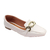 Mocassim Lauren - Bico Quadrado com Enfeite Dourado Off White - comprar online
