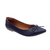 Sapatilha Bella - Bico Fino com Recorte V e Lacinho Azul Marinho - comprar online