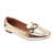 Mocassim Lauren - Bico Quadrado com Enfeite Dourado Dourado - comprar online