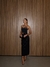 Vestido Midi de Crepe Alfaiataria Preto Tubinho Cecilia Preto