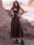 Conjunto Marrom de Cropped e Saia Vintage Marrom - Santha Moda
