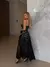 Vestido Midi Em Renda Preta Com Forro Branco Toque Preto - loja online