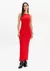 Vestido Canelado Super Midi Com Enfeite Frontal Vermelho - comprar online