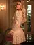 Vestido Curto de Renda Guipir Nude Belle Époque - Santha Moda
