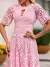 Vestido Midi de Renda Guipir Rosa Candy Clara Cor-de-rosa - Santha Moda