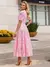 Vestido Midi de Renda Guipir Rosa Candy Clara Cor-de-rosa - comprar online
