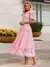 Vestido Midi de Renda Guipir Rosa Candy Clara Cor-de-rosa - loja online