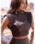 Conjunto Marrom de Cropped e Saia Vintage Marrom - loja online