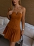 Conjunto de Crepe Ocre Com Saia de Pregas e Cós Alto Georgina Nude