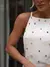 Vestido Curto de Crepe Off-White Lumi Bijoux - Santha Moda