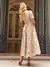Vestido midi laise off-white com botões pérola Bella Fiore - loja online