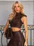 Conjunto Marrom de Cropped e Saia Vintage Marrom - comprar online