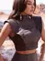 Conjunto Marrom de Cropped e Saia Vintage Marrom