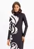 Vestido Super Midi Manga Longa Estampado Gola Alta - comprar online
