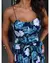Vestido Midi de Crepe Floral Com Fundo Azul Blossom Floral - comprar online
