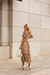 Imagem do Vestido Midi de Renda Marrom Com Off-White Selene Marrom