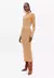 Vestido Canelado Super Midi Justo Com Gola Alta