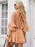 Vestido de Crepe Linen Terracota Couture Marrom - Santha Moda